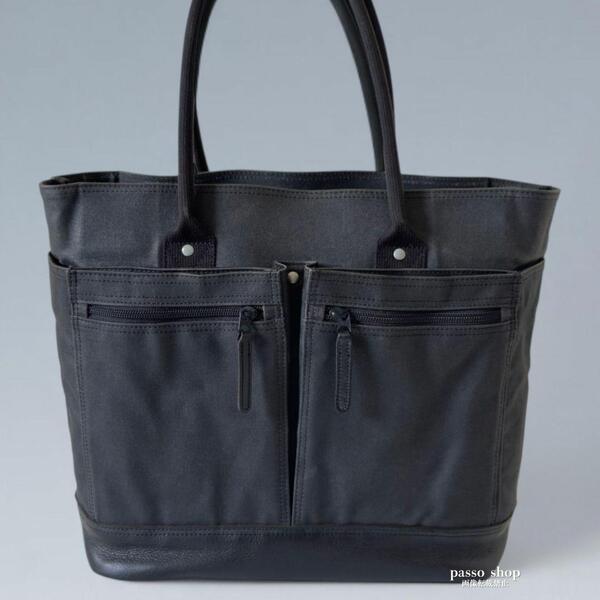 美品PORTER ポーター フィールド トートバッグ 肩掛け 大容量 A4 メンズ 黒 グレー ビジネスバッグ マチあり レザー