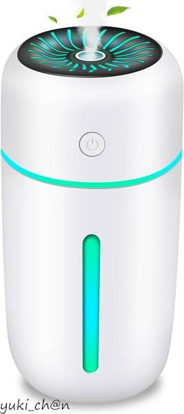 加湿器 卓上 小型 充電式 車用加湿器 350ml 大容量 超音波式 除菌 次亜塩素酸水対応 空焚き防止 コンパクト 7色LEDライト 寝室 アロマ