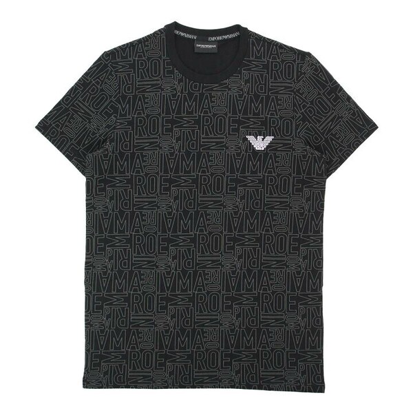 EMPORIO ARMANI エンポリオ アルマーニ Tシャツ ALL OVER LOGO TERRY 半袖 Tシャツ メンズ 54045663 ブラック(モノグラム) M
