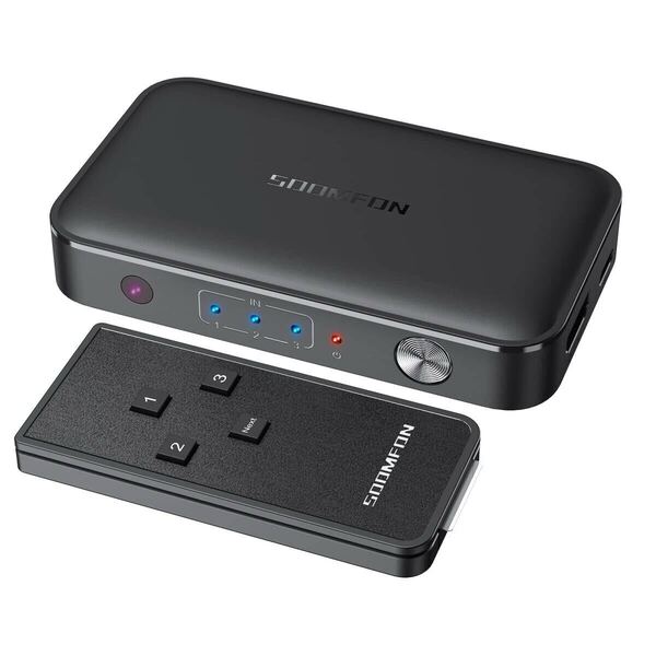 HDMI 切替器 3入力1出力 - SOOMFON HDMI切り替え器 4K@30Hz リモコン付き HDMIセレクター 3D対応 手動 切り替え【PS3/PS4/PS5/Switch