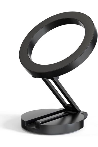 車載スマホホルダー【N55超強力磁石】magsafe 車載 スマホホルダー 車 360°自由回転 全亜鉛合金 安定性拔群 折りたたみ式 ブラック