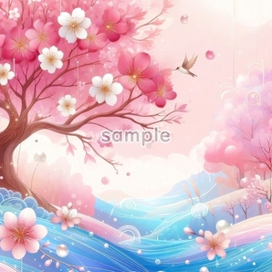 A3 350dpi 桜シンプル オリジナル絵イラスト著作権フリー画像素材 114P Cherry blossoms Original picture image material copyright free