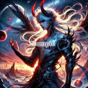 A3 350dpi 神 ルシファー オリジナル絵イラスト著作権フリー画像素材 296P Lucifer Original picture image material copyright free