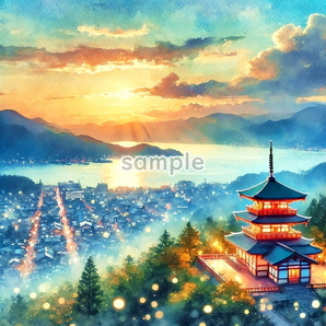 A3 350dpi 日本 京都 富士山 オリジナル絵イラスト著作権フリー画像素材 642P Japan Original picture image material copyright free