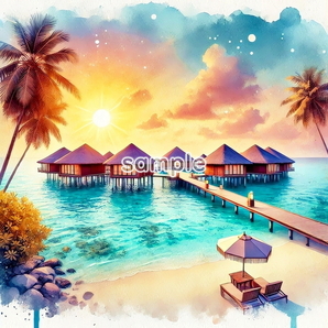 A3 350dpi モルディブ オリジナル絵イラスト著作権フリー画像素材 154P Maldives Original picture image material copyright free