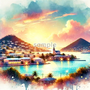A3 350dpi アンティグア・バーブーダ オリジナル絵イラスト著作権フリー画像素材 154P Antigua barbuda Original picture image material