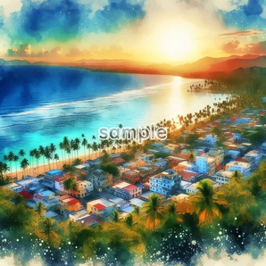 A3 350dpi ドミニカ共和国 オリジナル絵イラスト著作権フリー画像素材 168P Dominican Republic Original picture image material