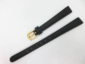 M1391(af)【腕時計用 レザーベルト】黒 ゴールド金具★ラグ幅 11mm/バックル幅 8mm★本革 牛革★替えベルト/交換バンド★未使用