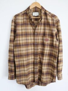 【送料込】GUCCI グッチ フランネルシャツチェック 【メンズ】Mサイズ ブラウン ベージュ オレンジ ダークブラウン ハイブラ 6457448