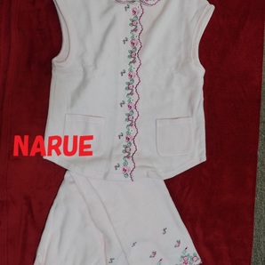 新品☆タグ付き NARUE ナルエー 薔薇刺繍 フリース ベスト×パンツ LL