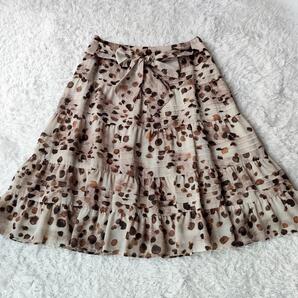 TO BE CHIC トゥービーシック ティアードスカート レオパード 42 LL XL ウエストリボン ピンタック