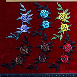 *!¶ ワッペン楽園 - - 6色セットで1単位 *!¶ 六色の薔薇セットで 半手作り 手芸 工芸 キルト趣味 服飾 図工 幼稚園 養護 縫製 他