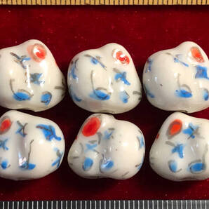 ¶!¶ 金粉彩磁ミニチュアワールド - 6個で1単位 12干支の卯兎B ¶!¶ 白磁に卯兎B模様金粉縁取り 手作り 手芸 工芸 インテリア 趣味 服飾