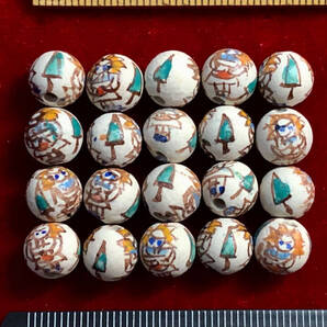 Φ 彩陶素焼ビーズy Φ 60玉を1出品単位 Φ8㎜丸玉 手作り 向日葵人形紋様 手芸 工芸 ネックレス ブレス アクセサリー インテリア材料