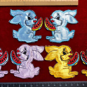 *!¶ ワッペン楽園 - - 6個セットで1単位として *!¶ 三色ペアの可愛い兎 半手作り 手芸 工芸 キルト 服飾 図工 幼稚園 養護 縫製