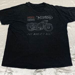 【送料無料 値下げ交渉歓迎】ノートンNorton 半袖Tシャツ ブラック ビッグロゴ ゆったり古着バイクUKイギリスバイク黒クラシックレトロ旧車
