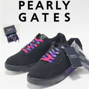 35,200円新品箱タグ付き【PEARLY GATES パーリーゲイツ】スマイル グラデーション ゴルフシューズ 黒 24cm v6783