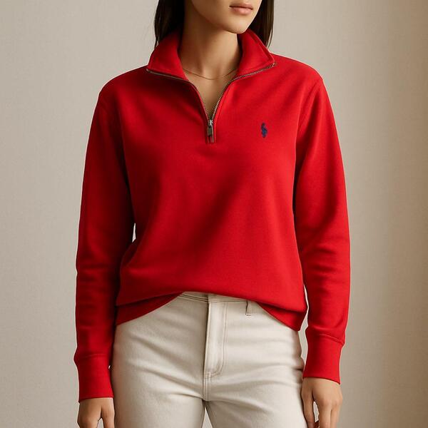 E25 POLO RALPH LAUREN ポロラルフローレン ハーフジップ 赤 サイズ表記M(レディースL相当) 現行に近い 近年