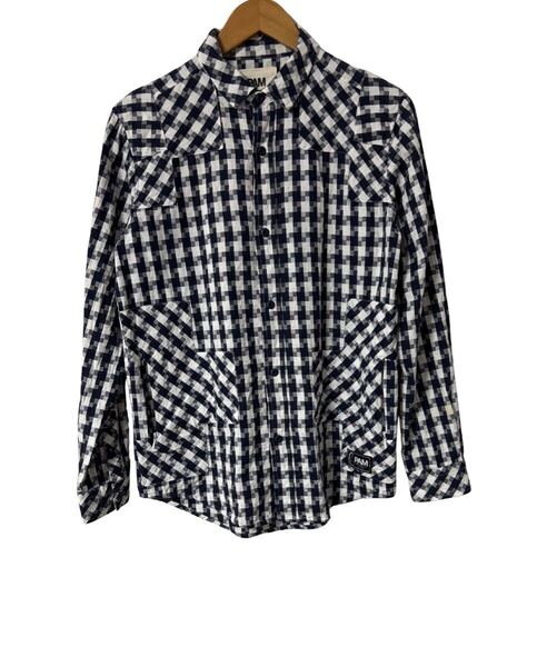 P.A.M. ギンガムチェック 長袖シャツ Sサイズ コットン100% ネイビー ホワイト Gingham Check Long Sleeve Shirt S Cotton 100% Navy White