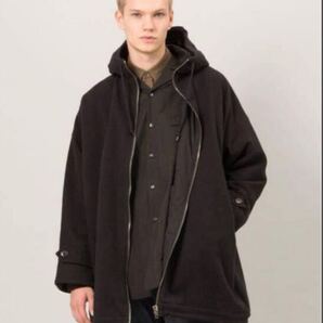 marka フーデッドコート 綿メルトン生地 オーバーサイズ 黒 日本製 Hooded Coat Cotton Melton Oversized Black Japan Made
