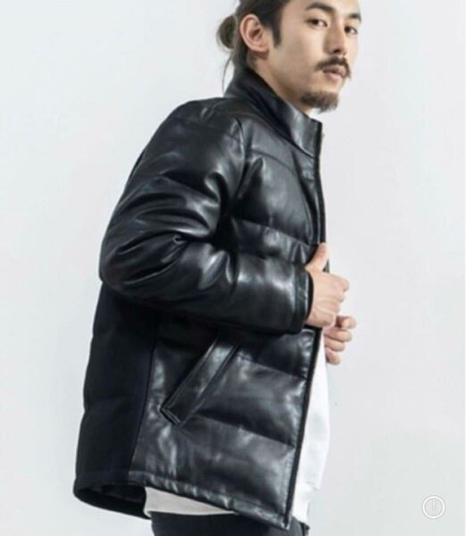 LiSS 本革ラムレザーダウンジャケット ブラック 1サイズ 定価69300円 美品 Lamb Leather Down Jacket Black Size 1 Retail ¥69,300 羊革