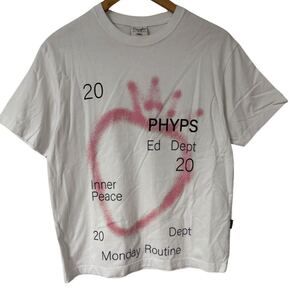 PHYPS スプレーストロベリー Tシャツ S 白 ピンクロゴ ゆったり 韓国製 Spray Strawberry T-shirt S White Pink Loose Fit Korea 半袖