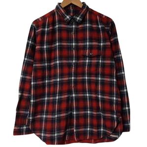SOPHNET 日本製 プルオーバーチェックネルシャツ S 長袖 赤×紺 Japan Pullover Check Flannel Shirt S Red Navy Long Sleeve