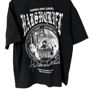 HARSH AND CRUEL グラフィックTシャツ M 黒 ビッグシルエット 良好品 Graphic T-shirt M Black Oversized Good Condition 半袖
