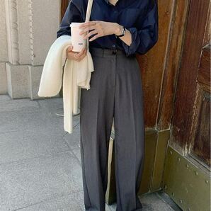 【S】ストレートパンツ レディース ワイドパンツ ハイウエスト 美脚 脚長