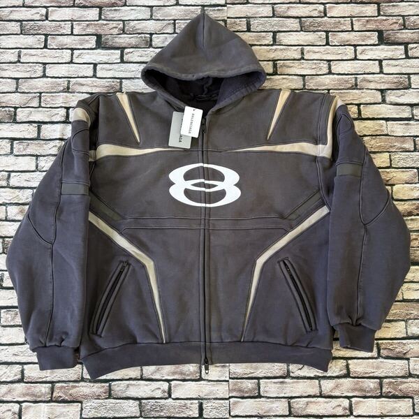 新品未使用★BALENCIAGA バレンシアガ★790359 TQVM2 UNITY SPORTS ICON BIKER ZIP-UP HOODIE バイカージップアップフーディー パーカー