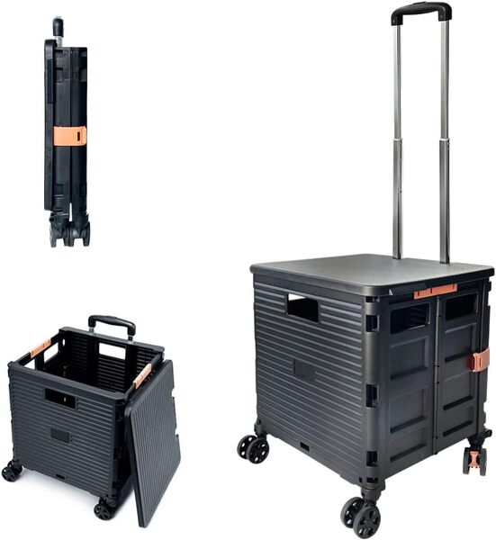 キャリーカート 折りたたみ 4輪自在 後輪ストッパー付き 耐荷重50KG