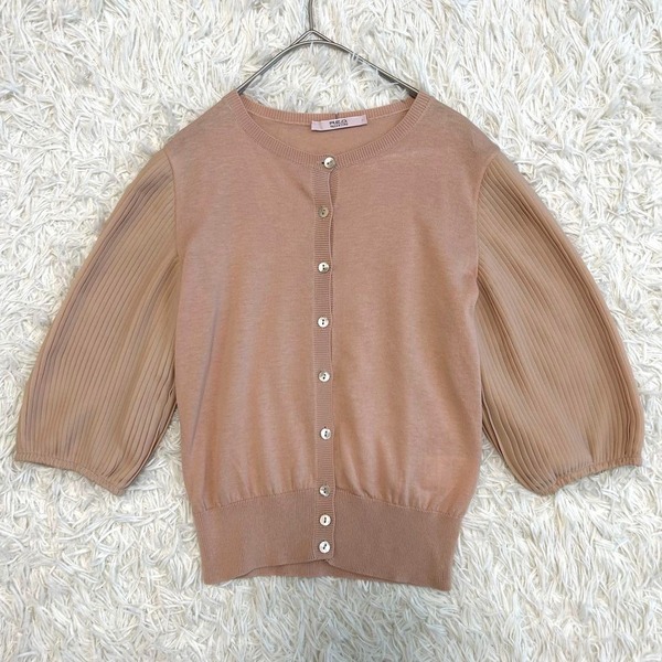 RED VALENTINO レッドヴァレンティノ 異素材ドッキング カーディガン ピンクベージュ 38