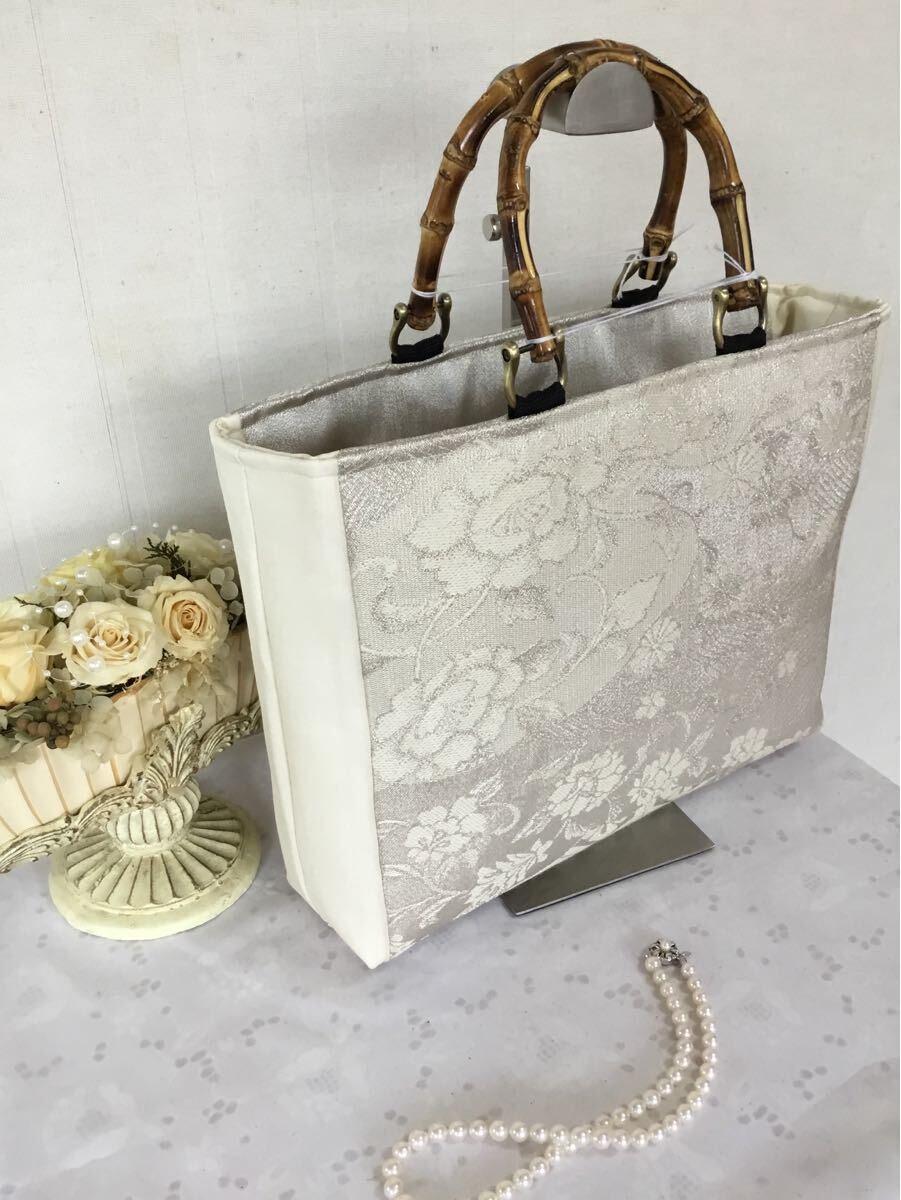 【yoshino】 新品未使用 正絹 帯リメイク 和装バッグ  麻の葉 yoshino】 新品未使用 正絹 帯リメイク 和装バッグ 麻の葉 2025