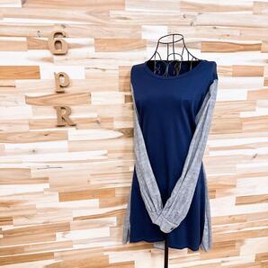 【ミハラヤスヒロ】ディファレント マテリアル バイカラー ワンピースL ネイビー【HFby6PR】レディース・洋服・春夏・秋冬【N9A9T4G】