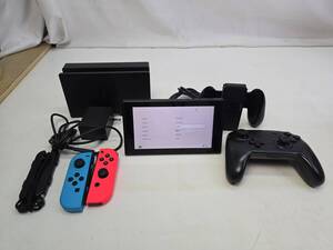 01w0644★1円~ Nintendo Switch ニンテンドー スイッチ ネオンブルー レッド HAC-001(-01) XKJ + プロコン セット 完動品 中古品