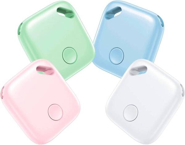 4色で見分ける!超小超薄モデル エアタグ Kiup 紛失防止タグ(4色セット) 電池交換可能 子供 スマートタグ MFi認証品 airタグ gpsタグ