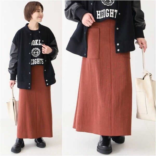 秋物★美品★Spick & Span ソフトダンボールフレアスカート 定価16,500円 オールドブラウン 秋 冬 オフィス 通勤 スピック&スパン