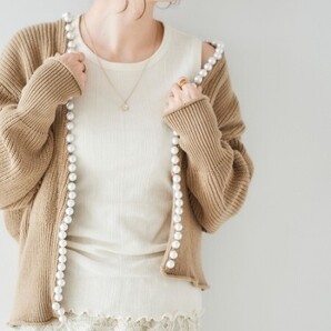 2023SS★美品★le.coeurblanc ランダムテレコタンクトップ 定価4,290円 アイボリー ルクールブラン インナー 春 夏