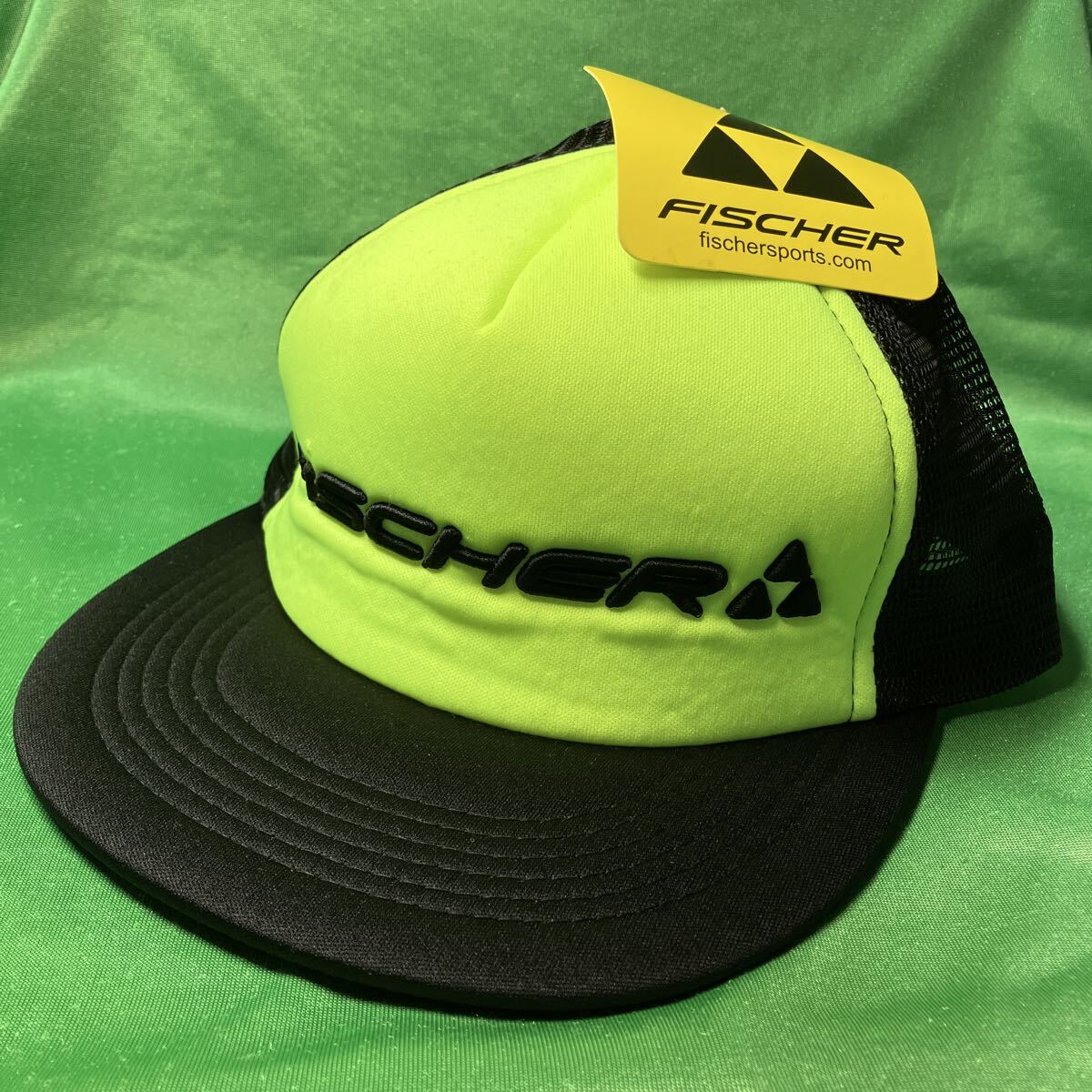 FISCHER フィッシャー　スキー　メッシュキャップ　帽子　ネオンイエロー／ブ