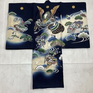 kimono+one◆美品◆産着◆お宮参り◆襦袢付き◆正絹◆五つ紋◆七五三◆3歳用◆男の子着物◆お詣り男の子着物こどものひお正月卒業式Y57