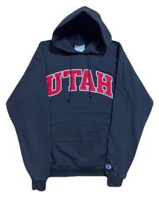 古着 Champion UTAH ユタ大学 カレッジロゴ スウェット パーカー M リバースウィーブ ヴィンテージ ブラック