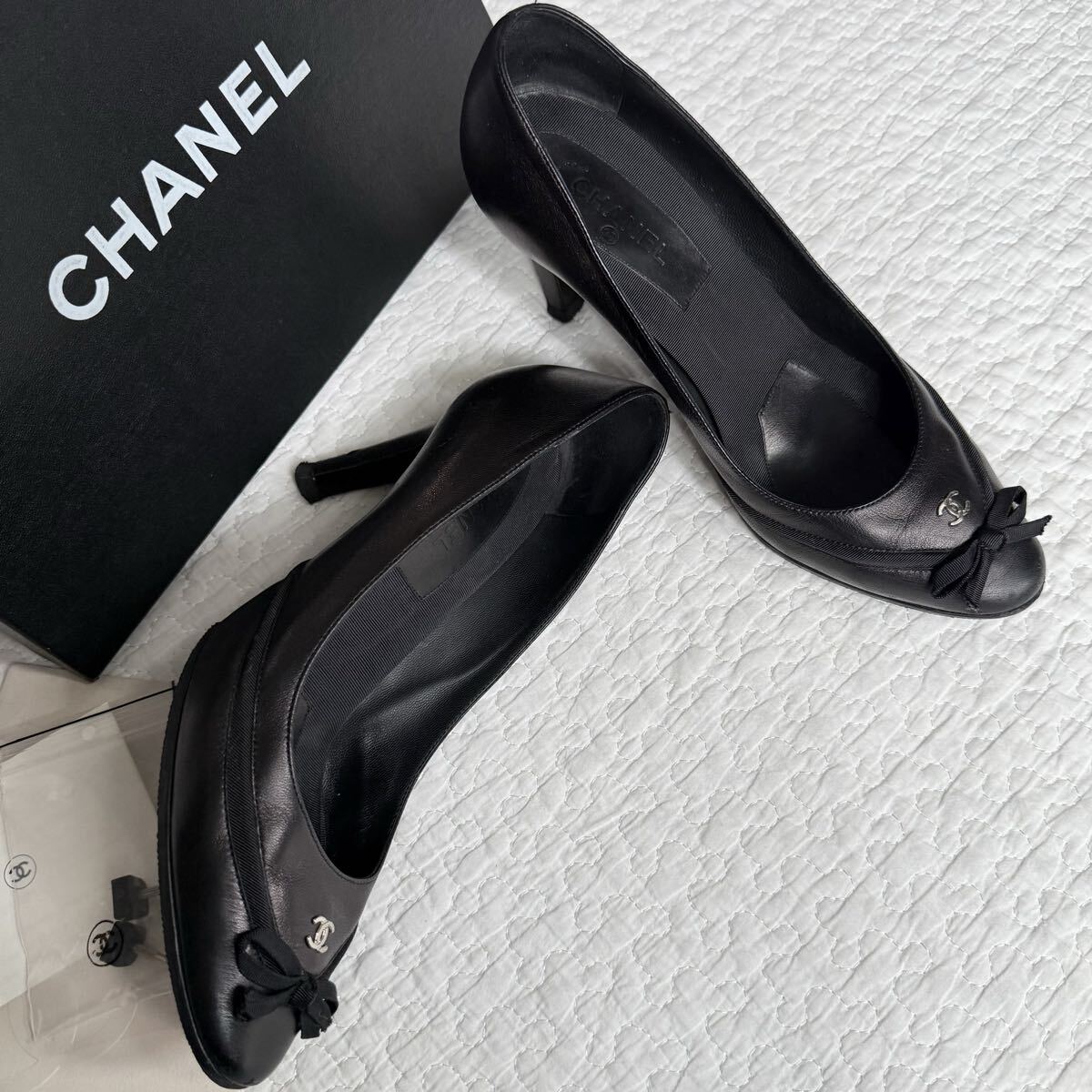 CHANEL シャネル　パール　ココマーク　オペラシューズ　ローファー　極美品 極美品 CHANEL オペラシューズ パール装飾 24cm ブラック ココ