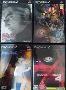 PS2ソフト4本セット まとめ売り 動作品 鉄拳タッグトーナメント デッドオアアライブ2 ブラッディロア3/4