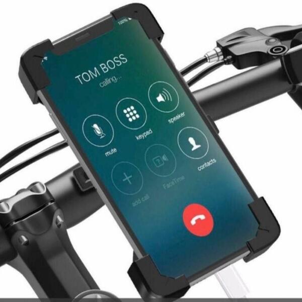 新品 自転車 バイク スマホホルダー 振れ止め 強力固定 スマホスタンド iPhone 携帯電話 ワンタッチ オートロック ウーバーマップ 送料無料