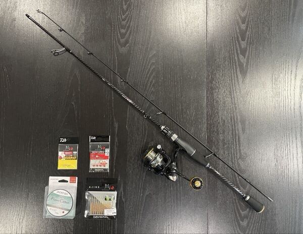 ★送料無料&ライン100mオマケ★アジング釣りセット2ピーススピニングロッド180cm(UL)1000番リール・ダイワ月下美人ワーム&ジグヘッド他付