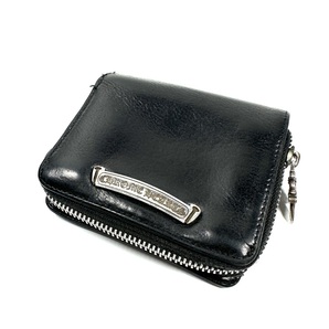 正規品◇Chrome Hearts クロムハーツ SQ ZIP BILL BLK スクエアジップビル ラウンドジップレザーウォレット財布 コインケース ユニセックス