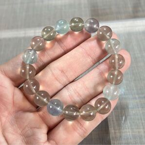 高品質 マルチカラーラビットヘアーフローライトブレスレット 16 透明度抜群 天然石