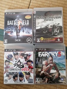 PS3ゲームソフト まとめ売り (プロ野球スピリッツ2013・RACEDRIVERGRID・ファークライ3・バトルフィールド3)