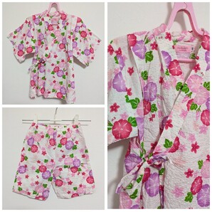 yhs100【100】ホットビスケッツ 花柄 甚平 朝顔