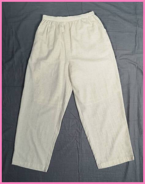 CV‐①☆春夏秋☆新品☆送料込み☆即決☆ナチュラル系☆綿麻混☆パンツ☆Mサイズ☆クリーム色☆裏地有り